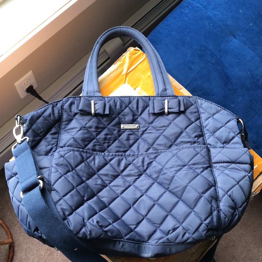 Storksak Navy Blue Quilted Diaper Bag